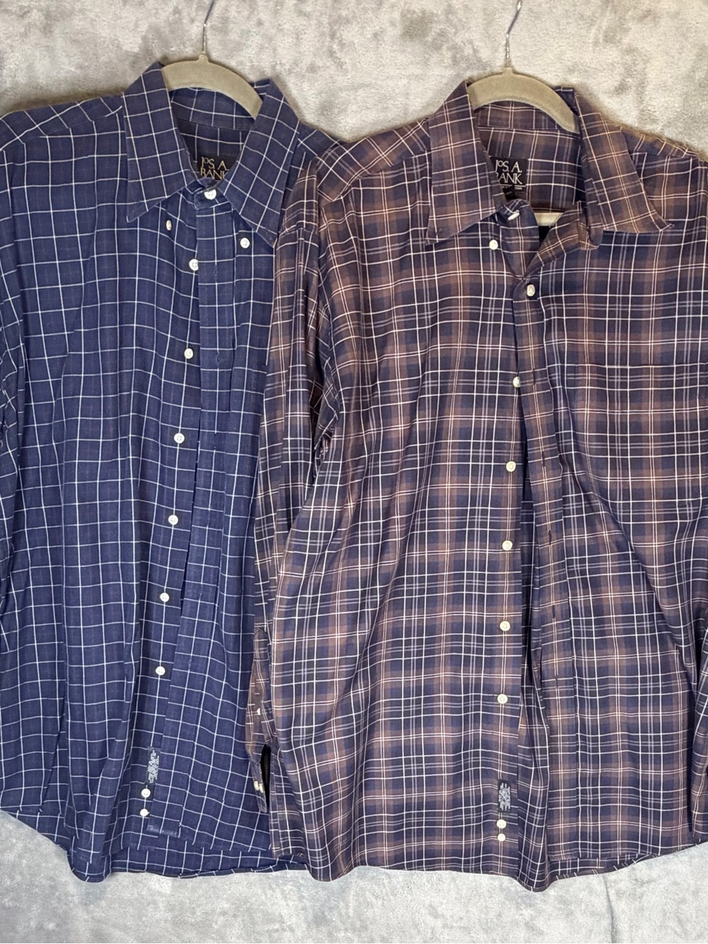 Lot of 2 Jos. A. Bank Button Down Mens La Multicolor Plaid Traveler's Collection